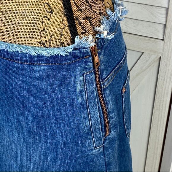 See By Chloe Denim Skirt Side Pleat Raw Edge Blue 28 6 - Picture 7 of 13